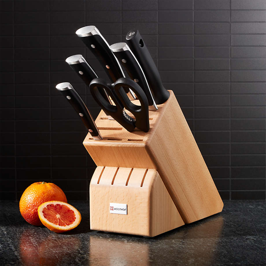 Wusthof Classic Ikon 7Piece Natural Wood Knife Block Set Crate & Barrel