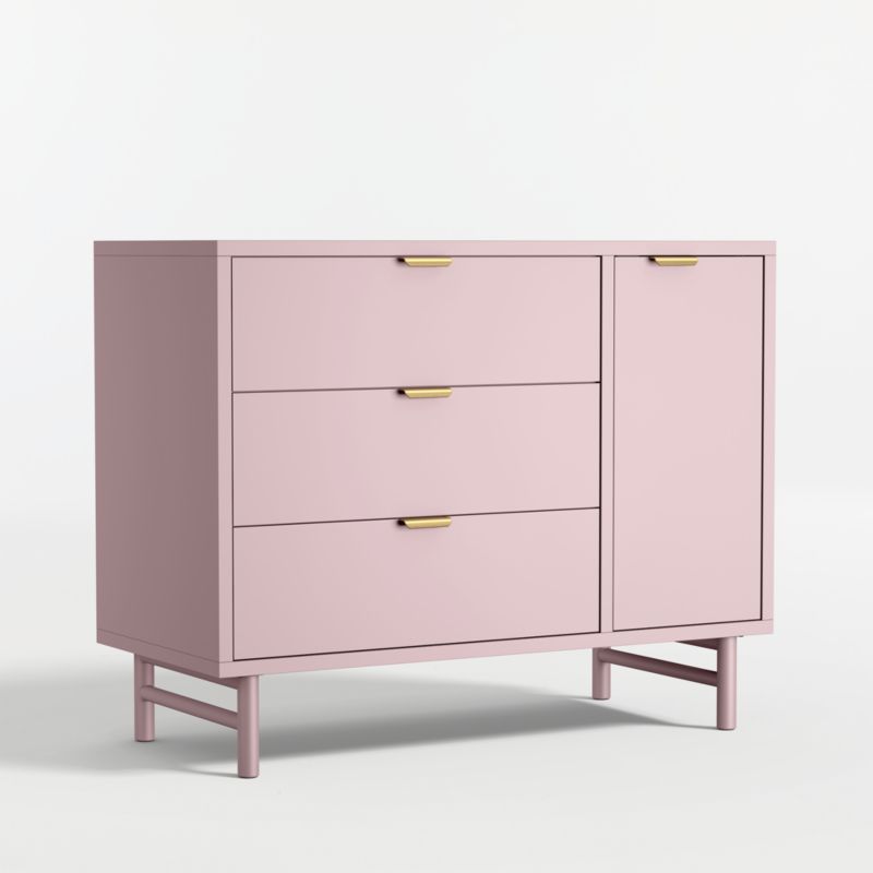 Classic 44" Lilac Rose Wood 3-Drawer Kids Dresser with Door - image 3 of 9