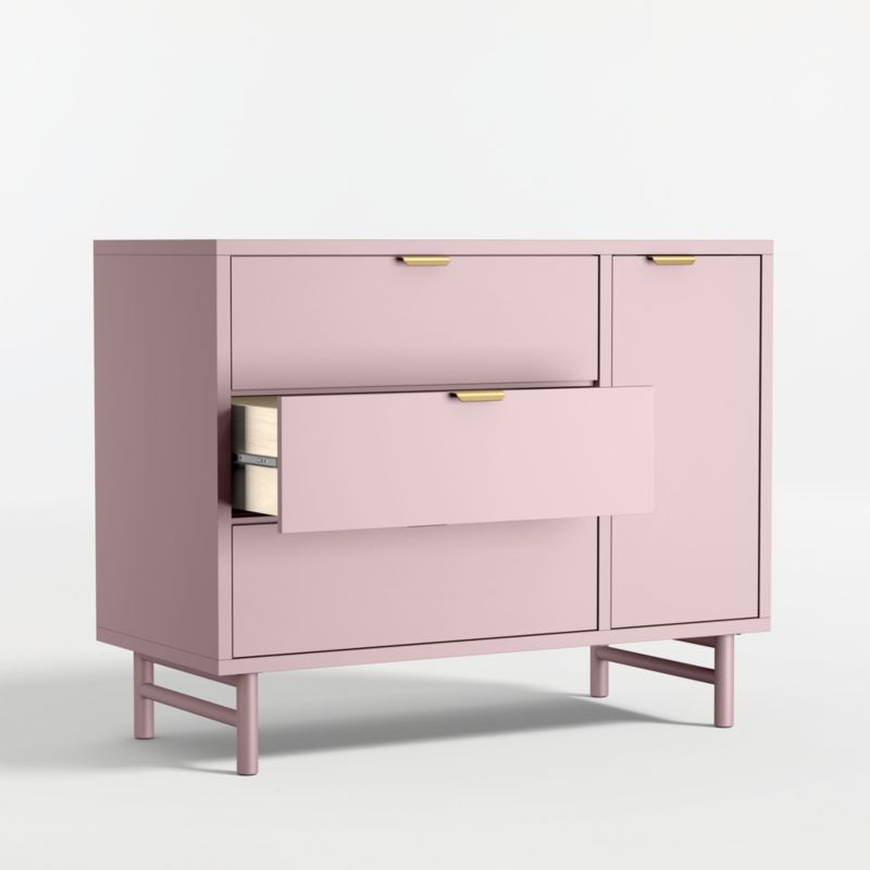 Classic 44" Lilac Rose Wood 3-Drawer Kids Dresser with Door - image 6 of 9