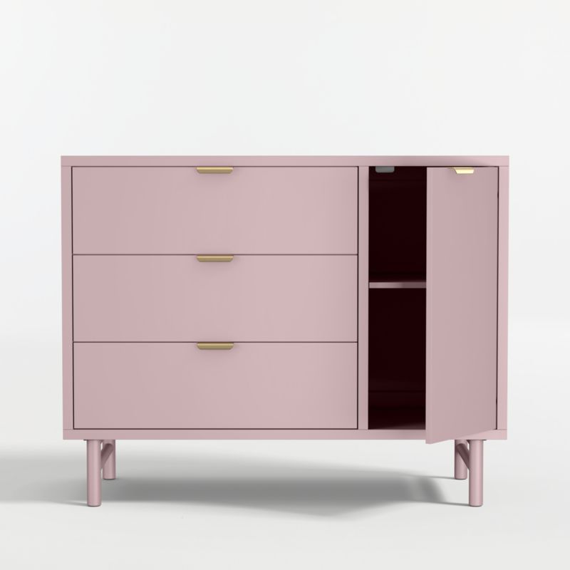 Classic 44" Lilac Rose Wood 3-Drawer Kids Dresser with Door - image 5 of 9