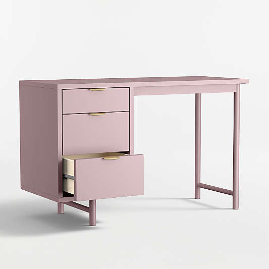 Classic 48" Lilac Rose Wood 3-Drawer Kids Desk