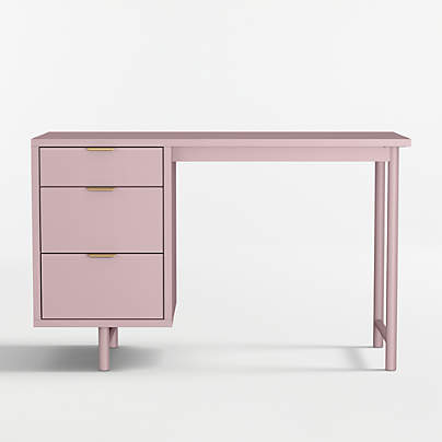 Classic 48" Lilac Rose Wood 3-Drawer Kids Desk