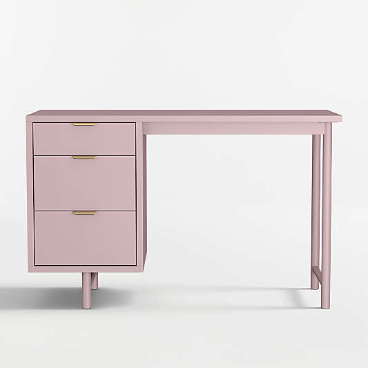 Classic 48" Lilac Rose Wood 3-Drawer Kids Desk