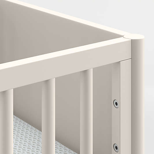 Classic Linen Wood Baby Bassinet with Mattress Pad