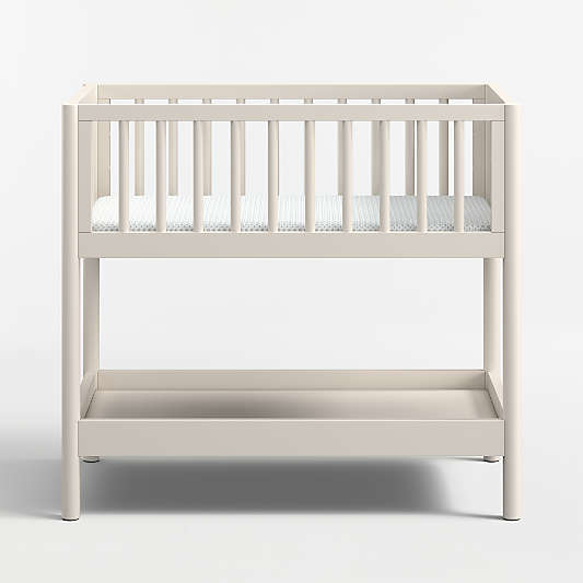 Classic Linen Wood Baby Bassinet with Mattress Pad