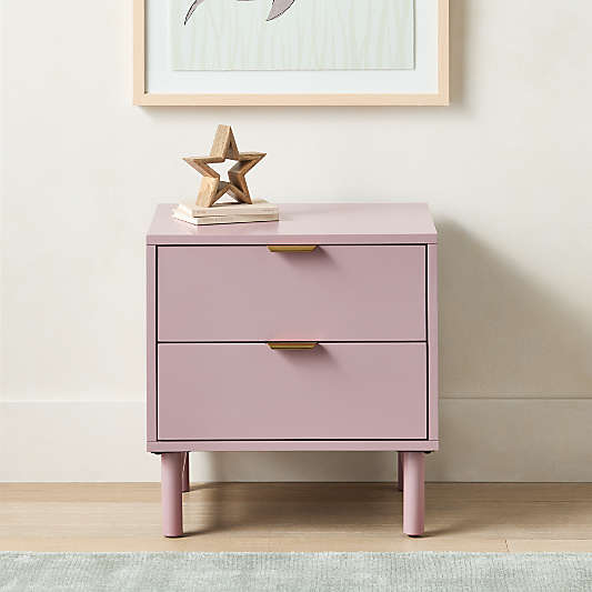Classic 20" Lilac Rose Wood 2-Drawer Kids Nightstand