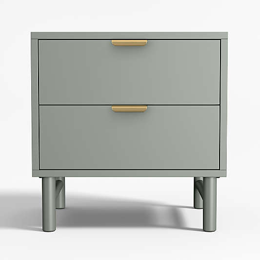 Classic Laurel Green Wood 2-Drawer Kids Nightstand