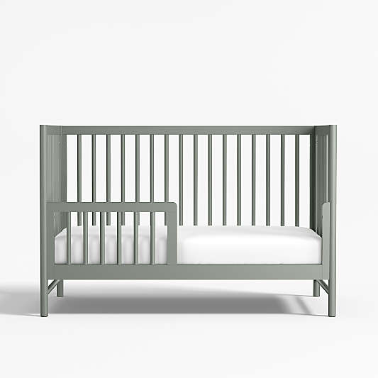 Classic Laurel Green Wood Convertible Baby Crib with Toddler Bed Rail