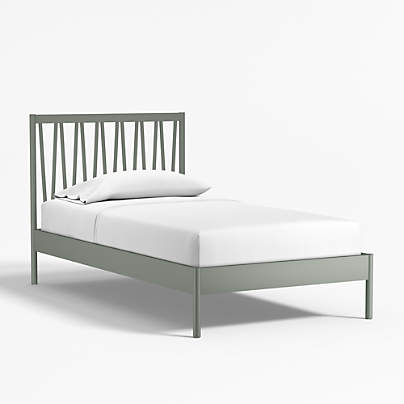 Classic Green Wood Kids Twin Bed