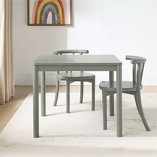 Classic Laurel Green Wood Square Kids Play Table