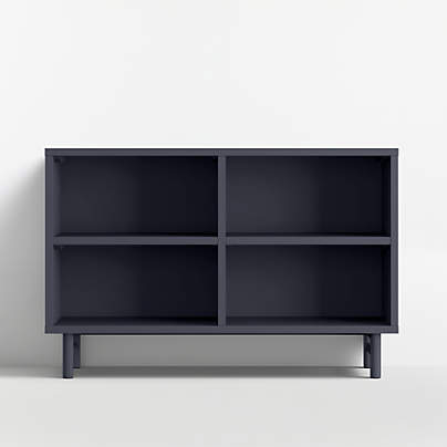 Classic Deep Navy Blue Wood Kids Low Bookcase