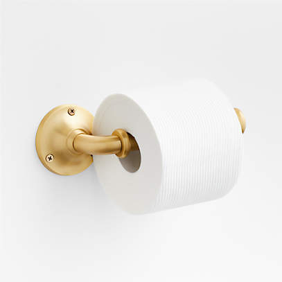 Classic Round Brushed Brass Wall-Mounted Toilet Paper Holder + Reviews