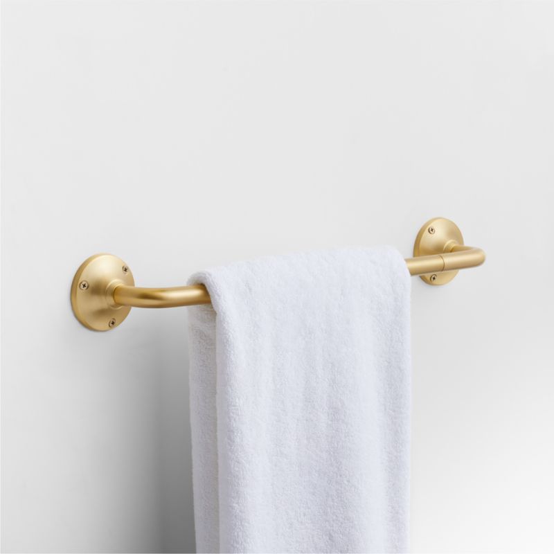 Classic Round Brushed Brass Bath Towel Bar 18"