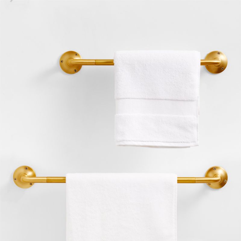 Classic Round Brushed Brass Bath Towel Bar 18"