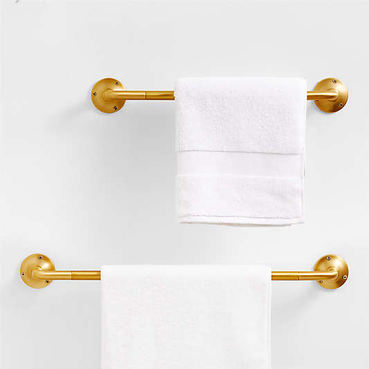 Classic Round Brushed Brass Bath Towel Bars