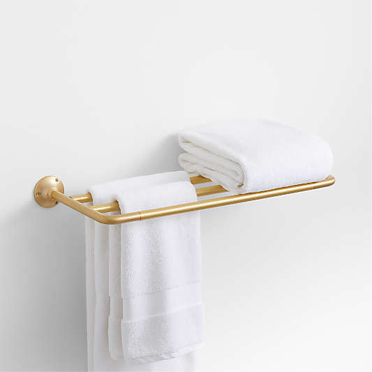 Classic Round Brushed Brass Wall-Mounted Bathroom Towel Rack