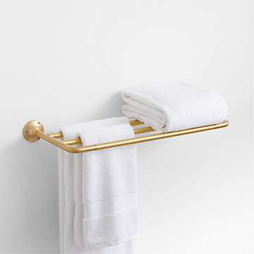 Antique Brushed Brass Bathroom Single Towel Racks Wall Mount 24 inch Carved  Rustic Decorative