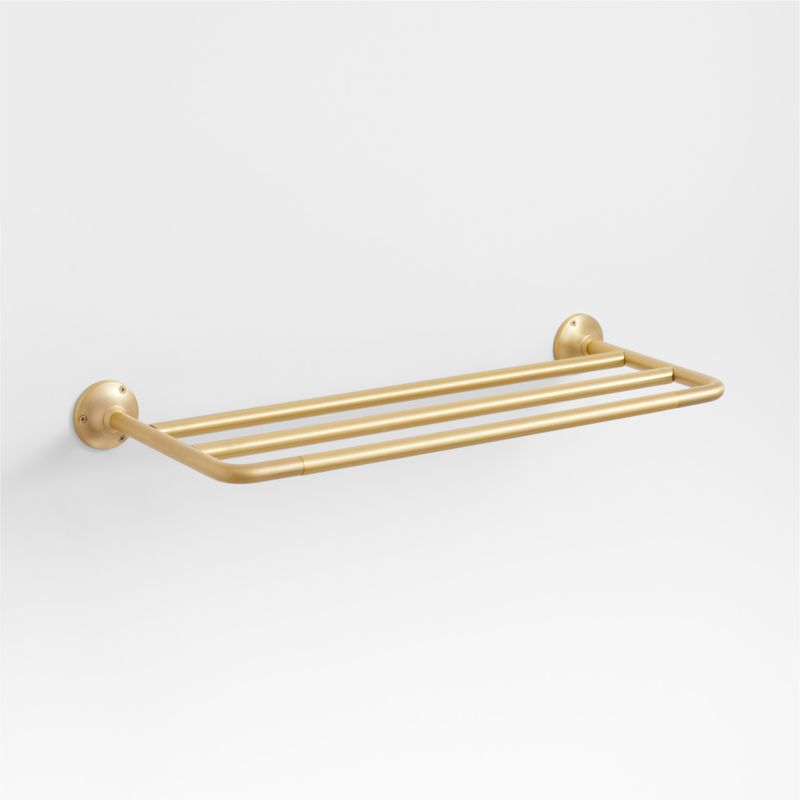 Classic Round Brushed Brass Wall-Mounted Bathroom Towel Rack