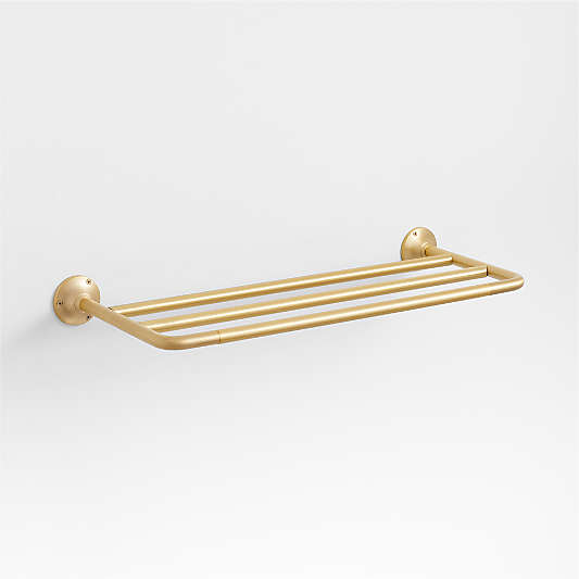 Classic Round Brushed Brass Wall-Mounted Bathroom Towel Rack