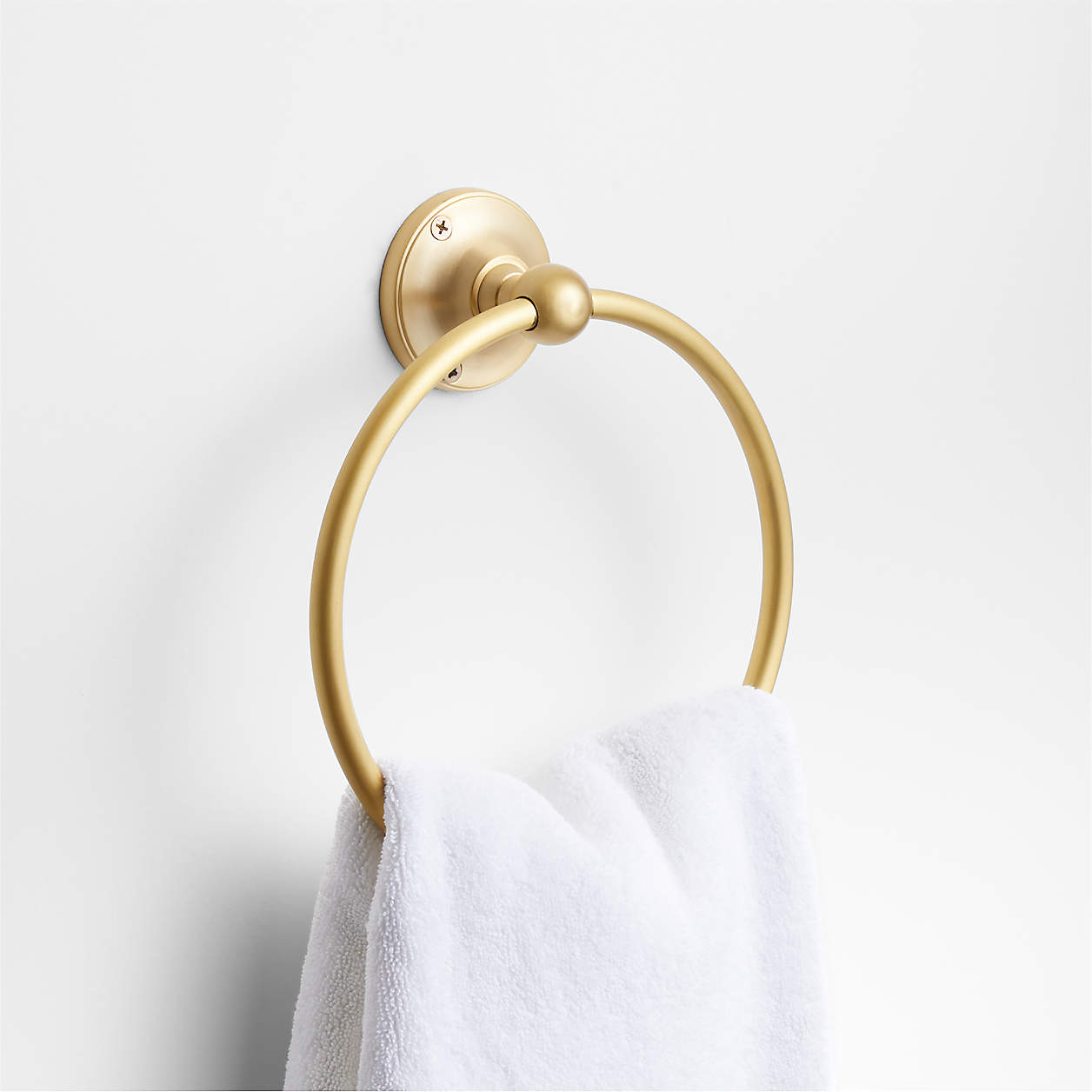 Classic Round Brushed Brass Bathroom Hand Towel Ring Crate & Barrel