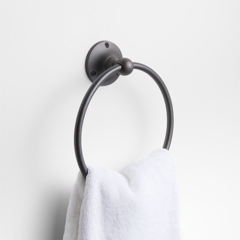 Classic Round Brushed Bronze Bathroom Hand Towel Ring | Crate & Barrel