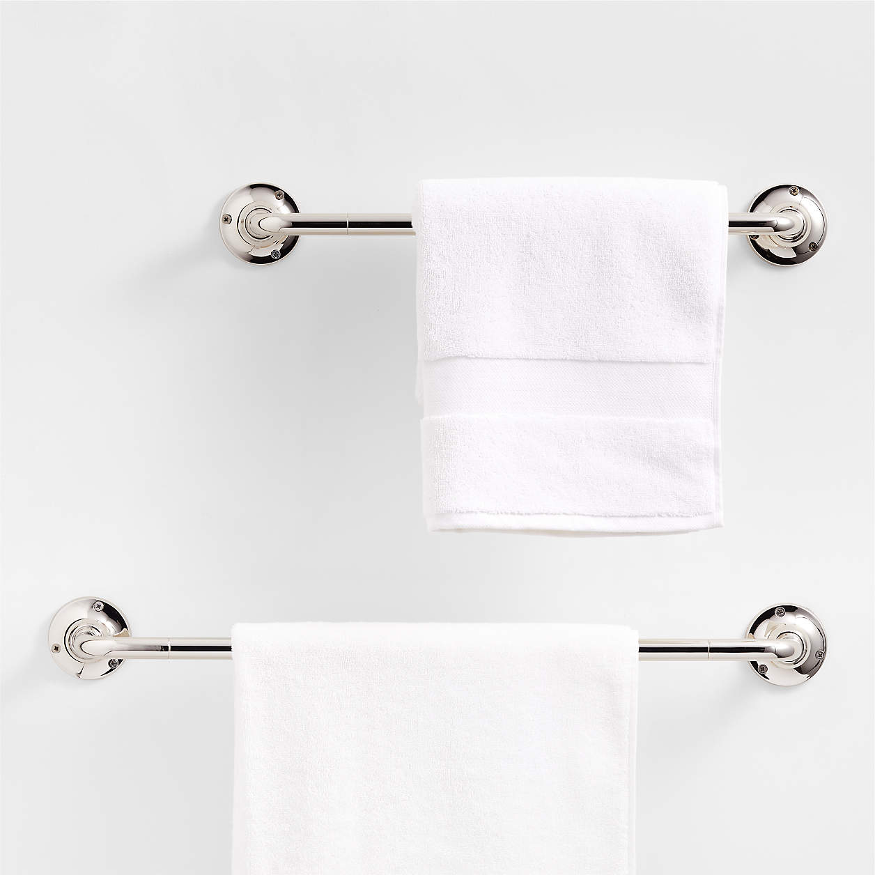 Classic Round Polished Chrome Bath Towel Bars | Crate & Barrel