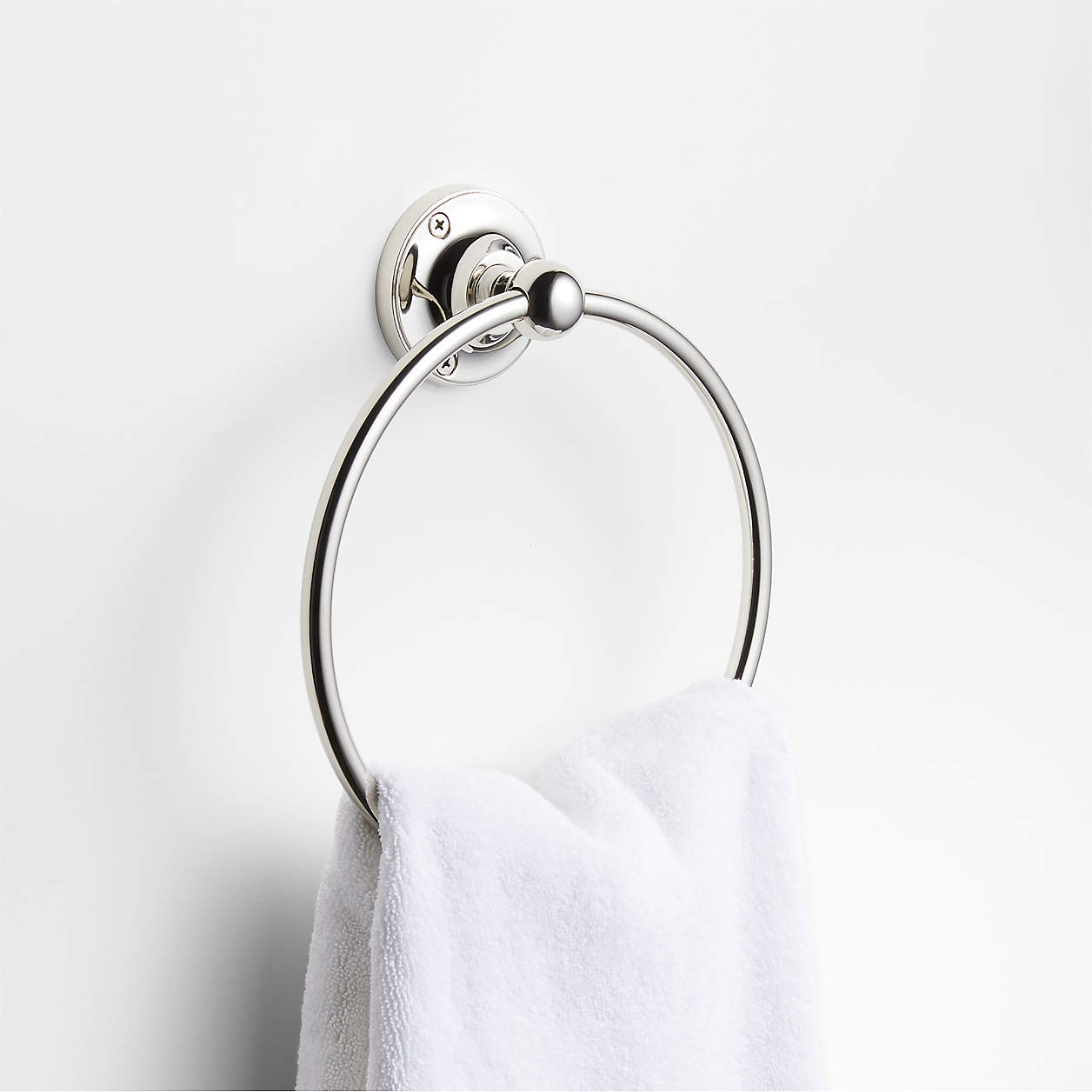 Classic Round Polished Chrome Bathroom Hand Towel Ring Crate & Barrel