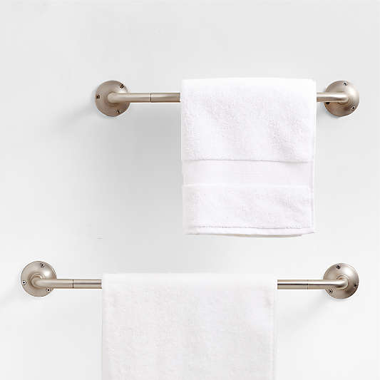 Classic Round Brushed Nickel Bath Towel Bars