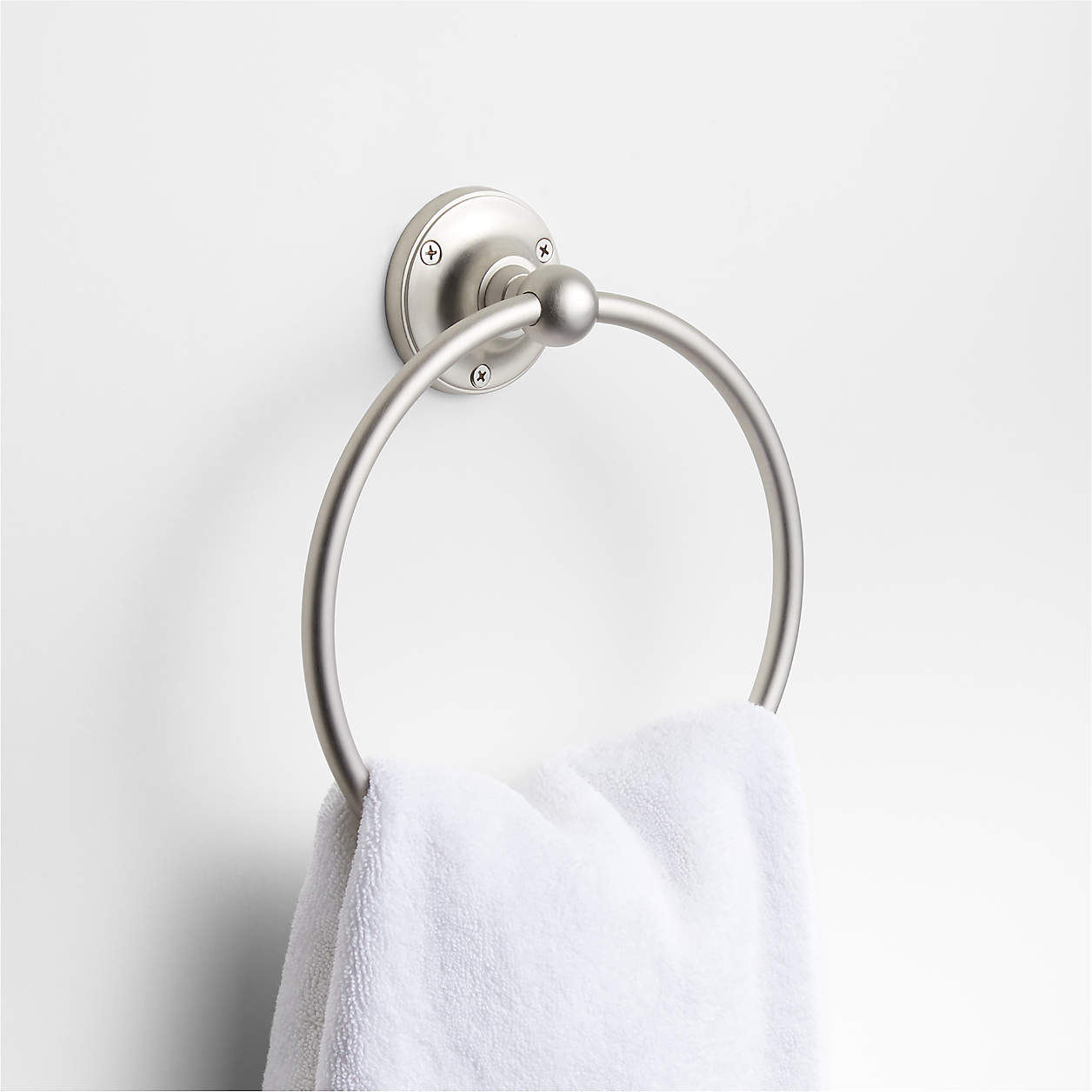 Classic Round Brushed Nickel Bathroom Hand Towel Ring Crate & Barrel