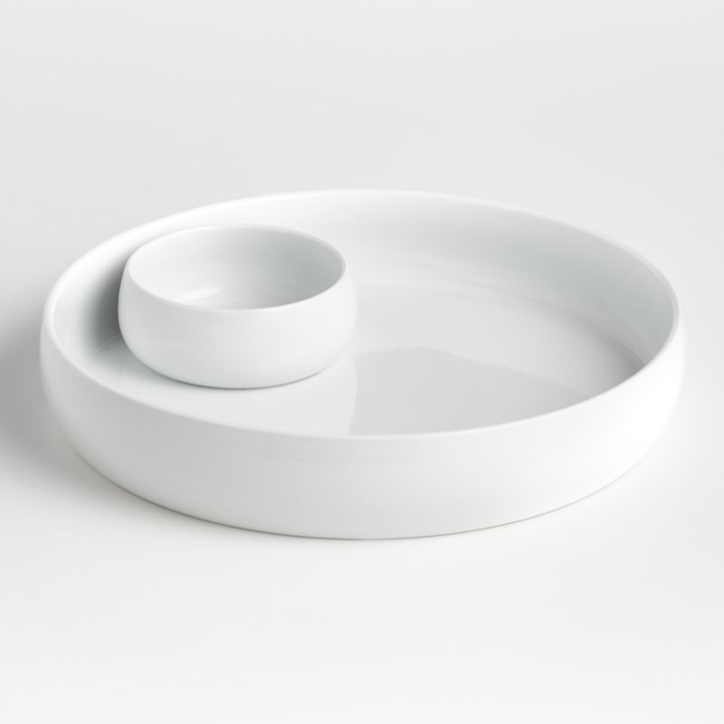 Marin White Outdoor Melamine Chip and Dip Bowl