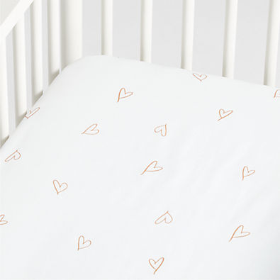 View Clay Heart Organic Cotton Baby Crib Fitted Sheet by Leanne Ford details