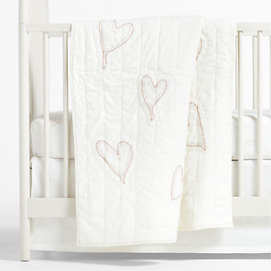 View Clay Heart Organic Cotton Baby Crib Quilt by Leanne Ford details