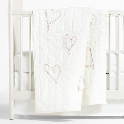 Clay Heart Organic Cotton Baby Crib Quilt by Leanne Ford