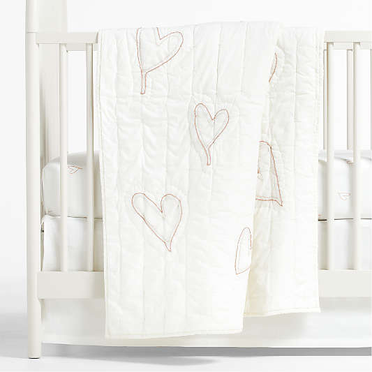 Clay Heart Organic Cotton Baby Crib Quilt by Leanne Ford