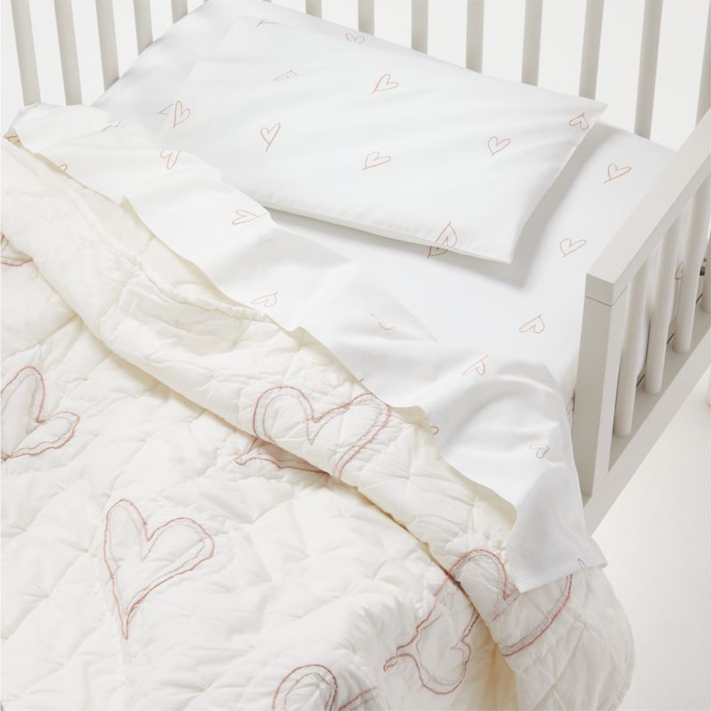 Clay Heart Organic Cotton Toddler Sheet Set by Leanne Ford