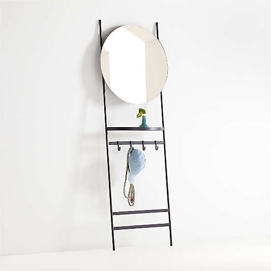 Clay Leaning Mirror with Hooks