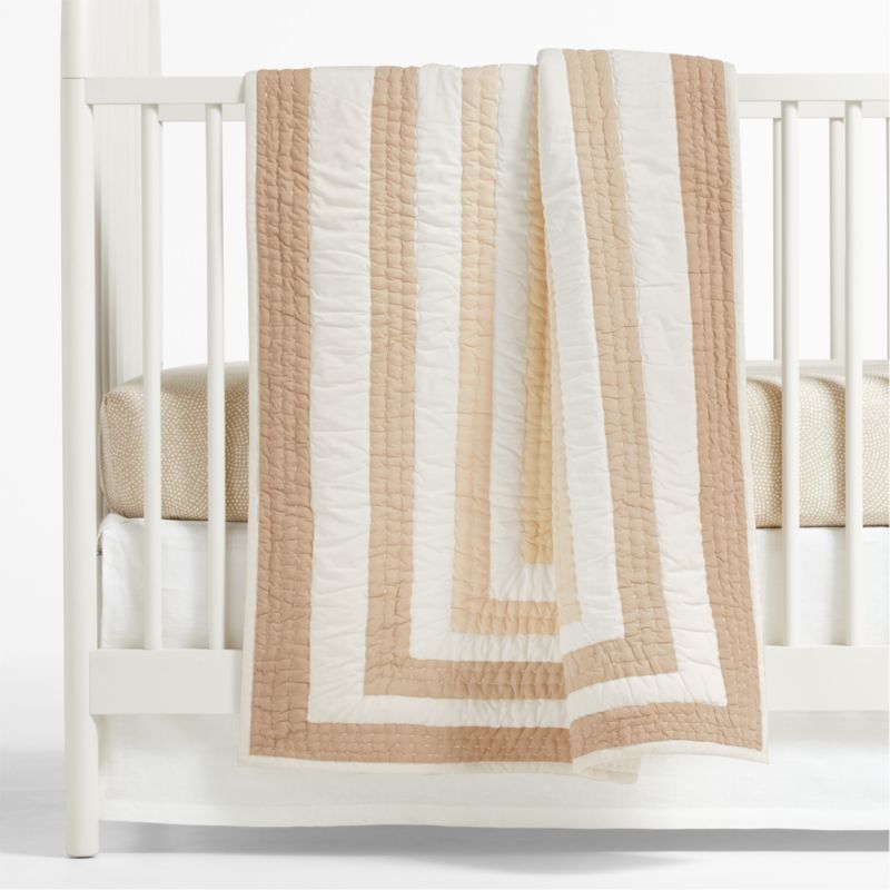 Faded Organic Clay Geometric Baby Crib Quilt by Leanne Ford - image 2 of 6