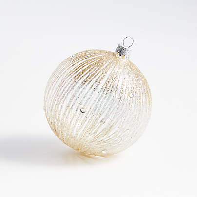 Large Gold Glittered Glass Ball Christmas Tree Ornament