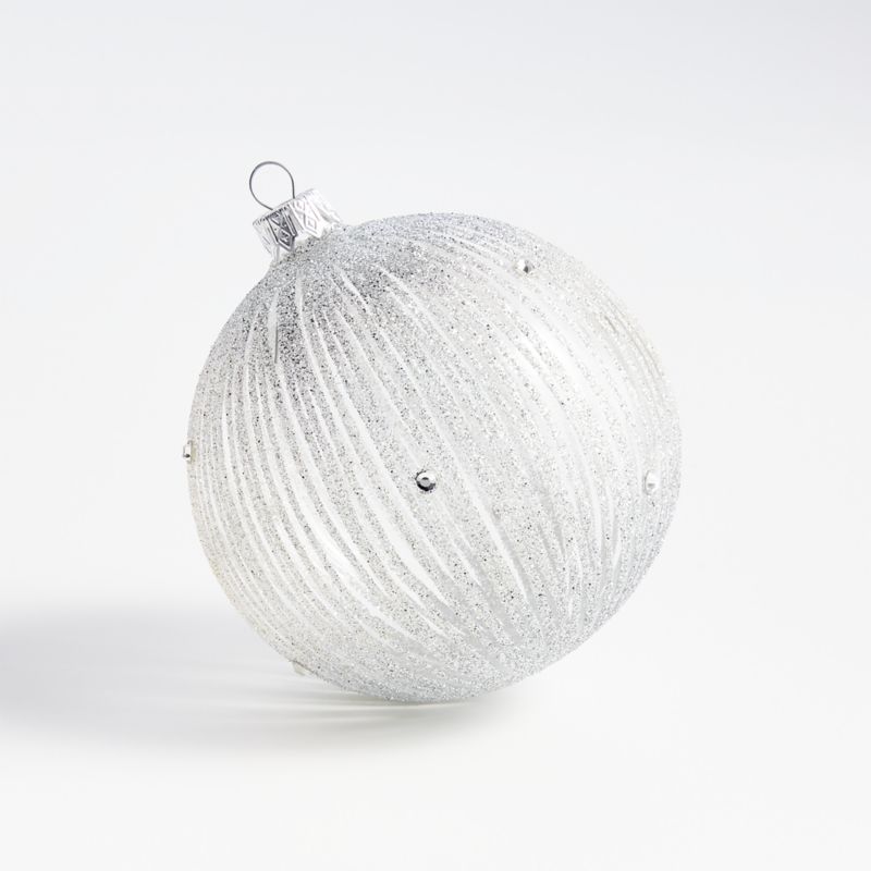 Viewing product image Large Silver Glittered Glass Ball Christmas Tree Ornament - image 1 of 4