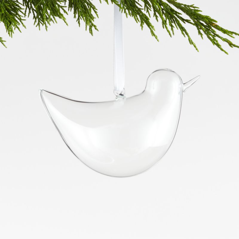 Large Clear Glass Bird Christmas Tree Ornament Crate & Barrel