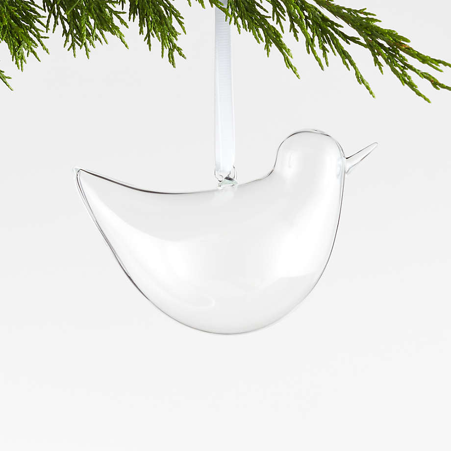 Large Clear Glass Bird Christmas Tree Ornament + Reviews Crate & Barrel