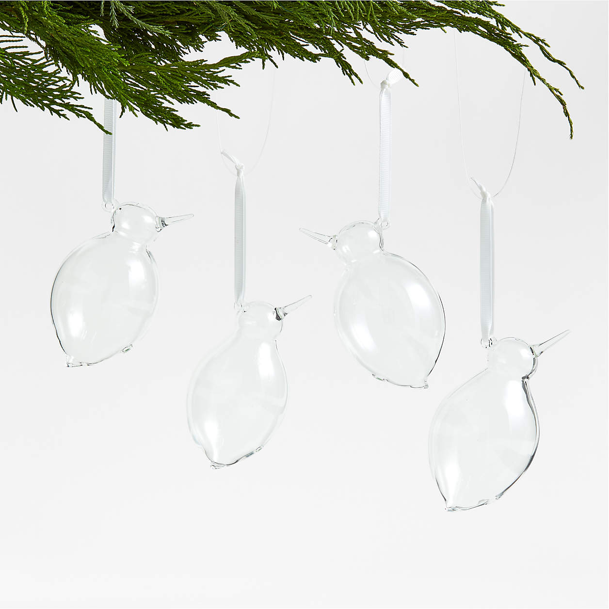 Small Clear Glass Bird Christmas Tree Ornaments, Set of 4 + Reviews