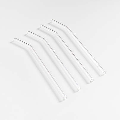 Clear Glass Straws, Set of 4