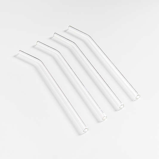 Clear Glass Straws, Set of 4