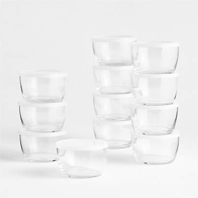 Clear Glass Bowl with Lid Set of 12