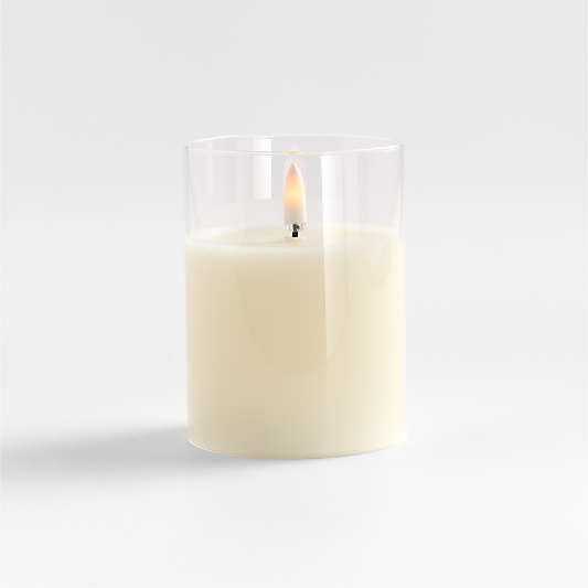 3"x4" Clear Glass Ivory Flameless Pillar Candle