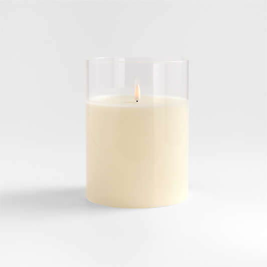 6"x8" Clear Glass Ivory Flameless Pillar Candle