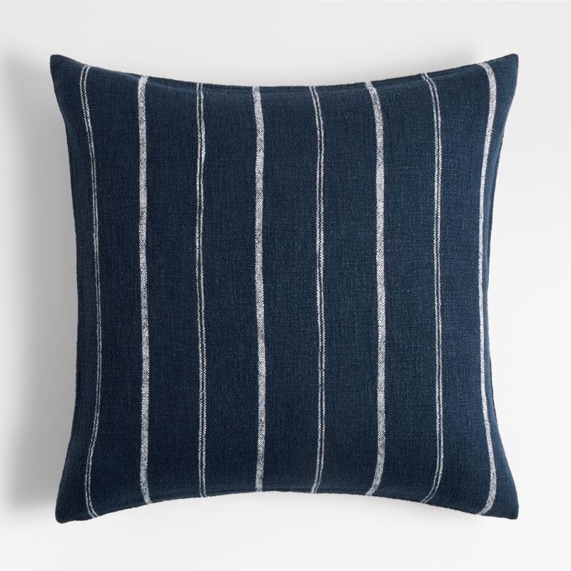 Cliff 23"x23" Blue Pinstripe Linen Decorative Throw Pillow Cover