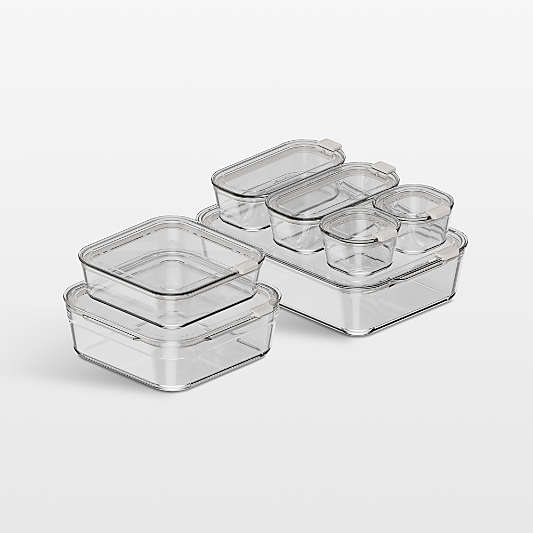 cliik Stack Cream 14-Piece Glass Food Storage Container Set
