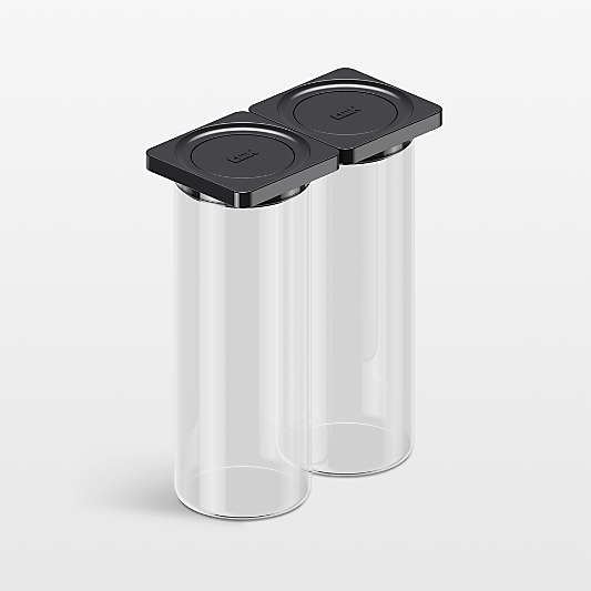 cliik Large Black 2-Pack Press Glass Canisters